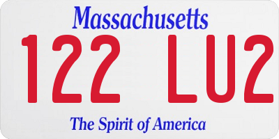 MA license plate 122LU2