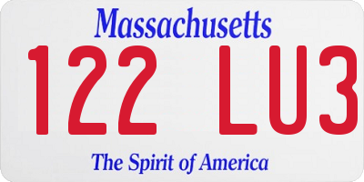 MA license plate 122LU3