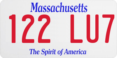 MA license plate 122LU7