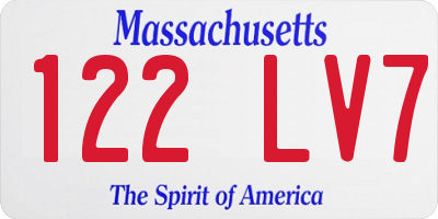 MA license plate 122LV7