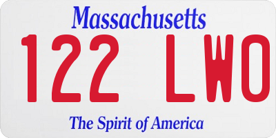 MA license plate 122LW0