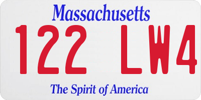MA license plate 122LW4