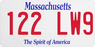MA license plate 122LW9