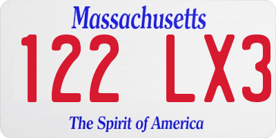 MA license plate 122LX3