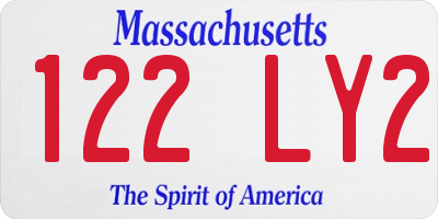 MA license plate 122LY2