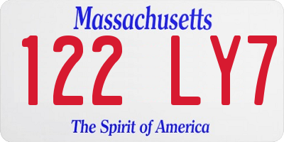 MA license plate 122LY7