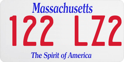 MA license plate 122LZ2