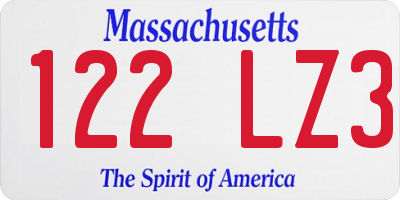 MA license plate 122LZ3