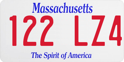 MA license plate 122LZ4