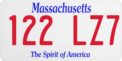 MA license plate 122LZ7