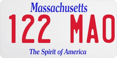 MA license plate 122MA0