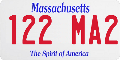 MA license plate 122MA2