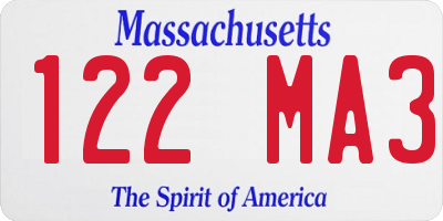 MA license plate 122MA3