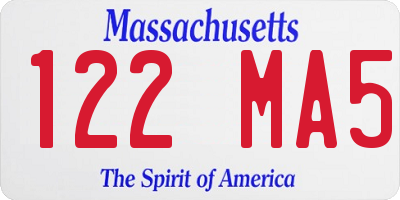 MA license plate 122MA5