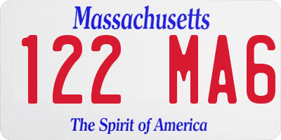 MA license plate 122MA6