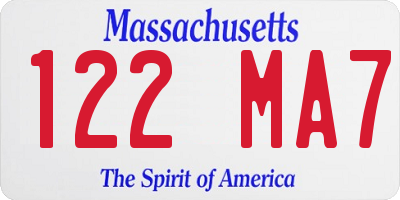 MA license plate 122MA7