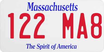 MA license plate 122MA8