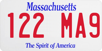 MA license plate 122MA9