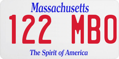 MA license plate 122MB0
