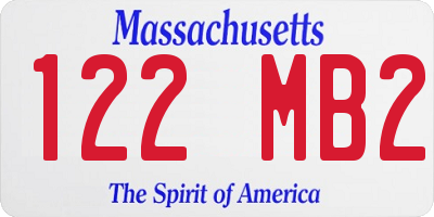 MA license plate 122MB2