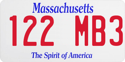 MA license plate 122MB3