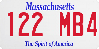 MA license plate 122MB4