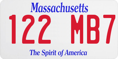 MA license plate 122MB7