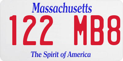 MA license plate 122MB8