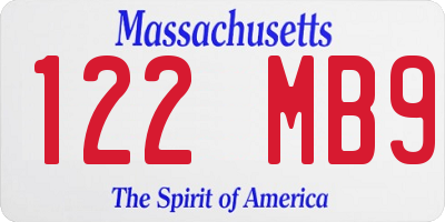 MA license plate 122MB9