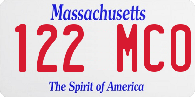 MA license plate 122MC0
