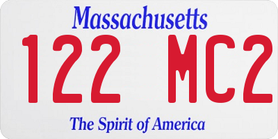 MA license plate 122MC2