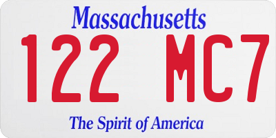 MA license plate 122MC7
