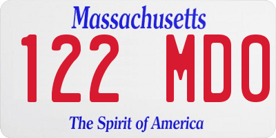 MA license plate 122MD0