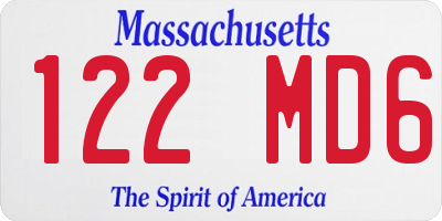 MA license plate 122MD6