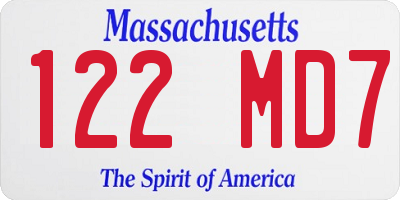MA license plate 122MD7