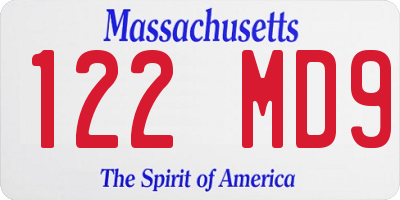 MA license plate 122MD9