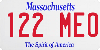 MA license plate 122ME0
