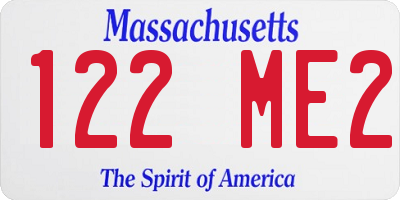 MA license plate 122ME2