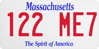MA license plate 122ME7
