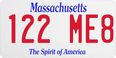 MA license plate 122ME8