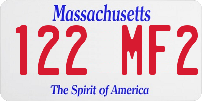 MA license plate 122MF2