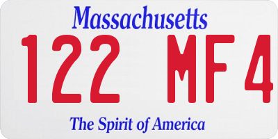 MA license plate 122MF4