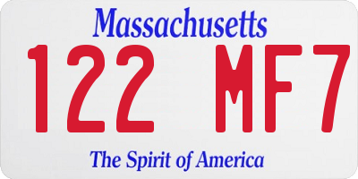 MA license plate 122MF7