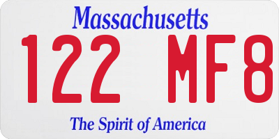 MA license plate 122MF8