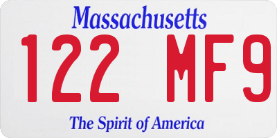 MA license plate 122MF9