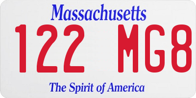 MA license plate 122MG8