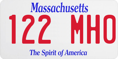 MA license plate 122MH0