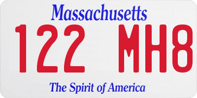 MA license plate 122MH8