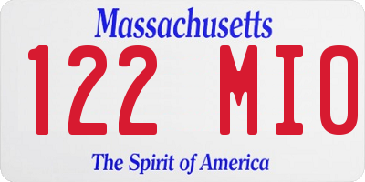 MA license plate 122MI0