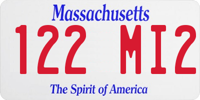 MA license plate 122MI2